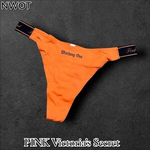 NWOT PINK Victoria’s Secret Logo Thong – “Witching Out” Orange